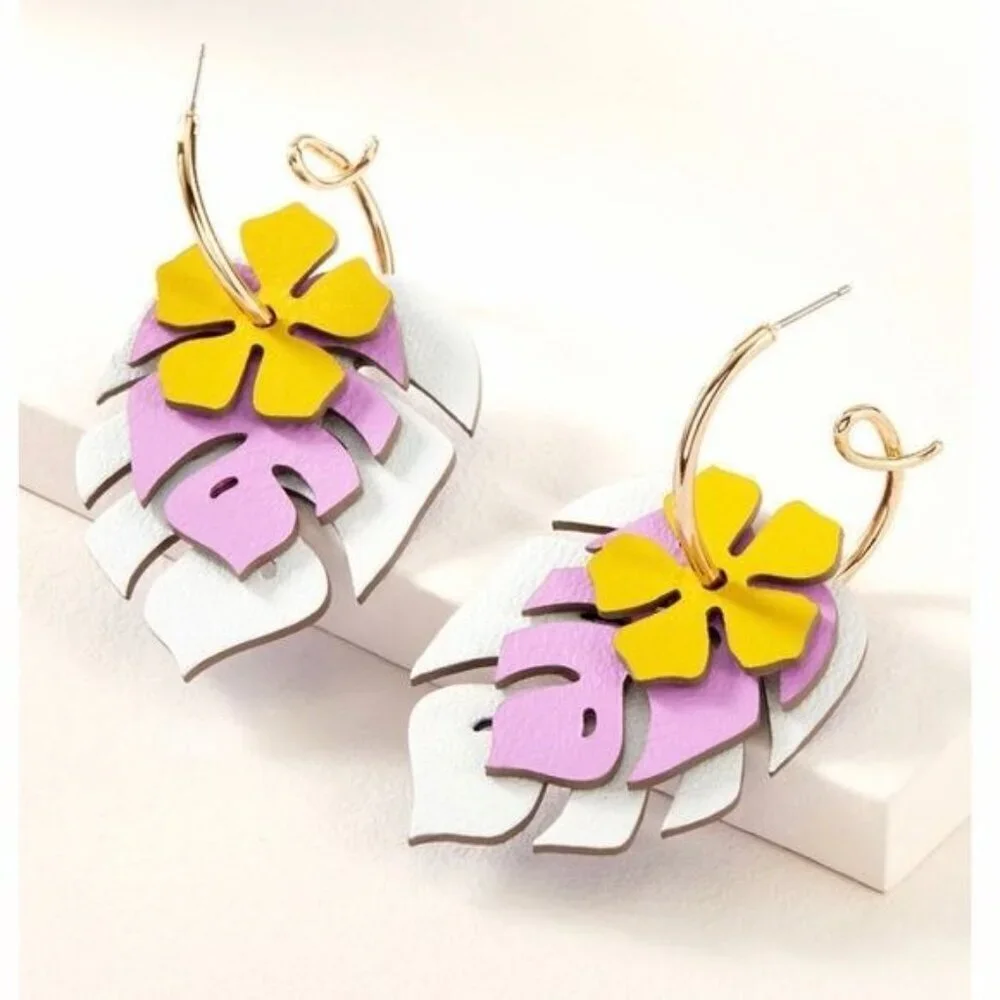 Stella & Dot Color Pop Convertible Floral and Tropical Earrings Rare NWT